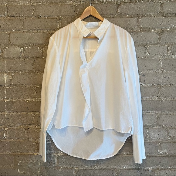 Frame Ruffle Front White Blouse - Size M - Picture 1 of 6
